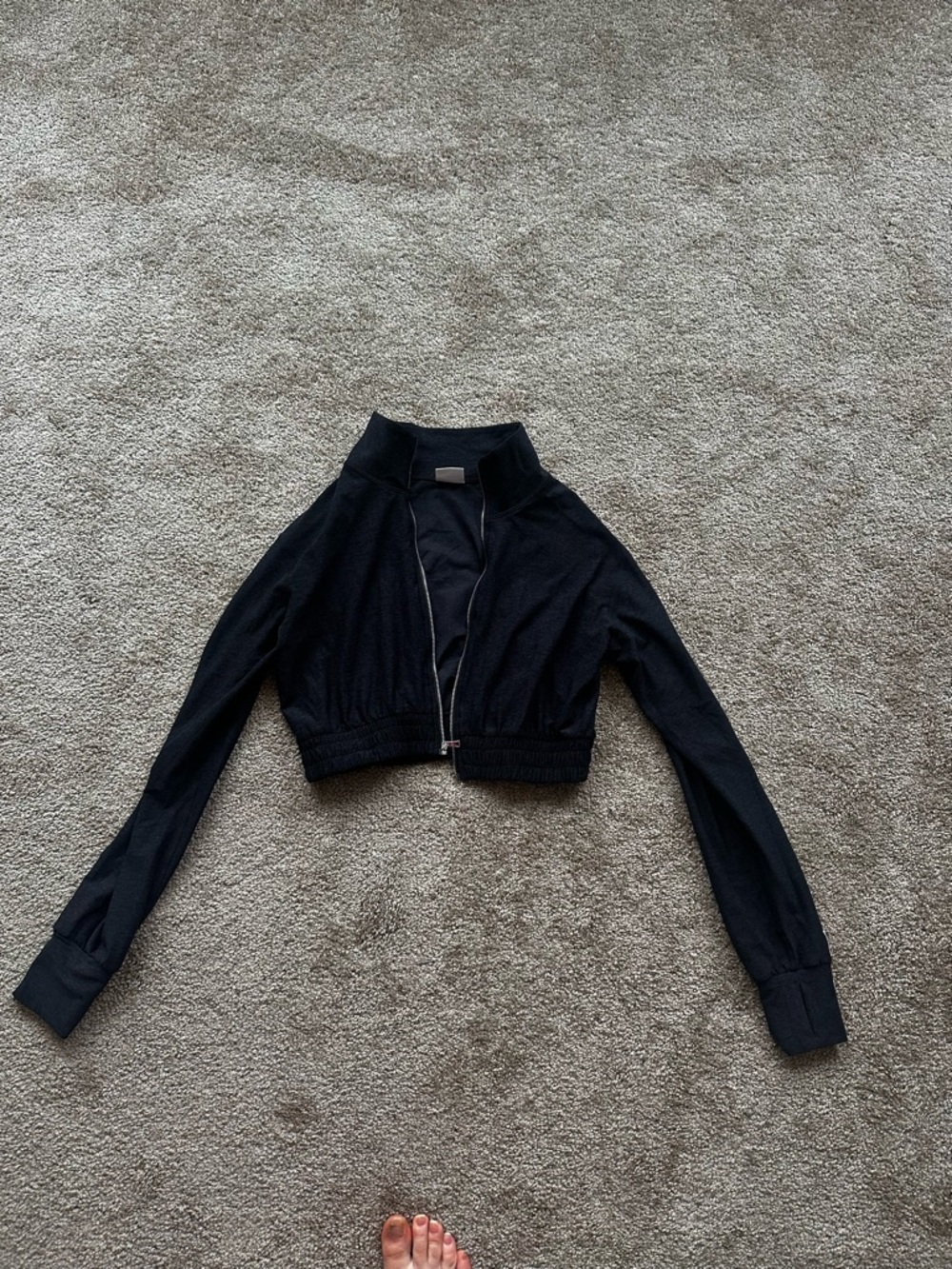 Bombshell Sportswear Black Cropped Zip-Up Jacket